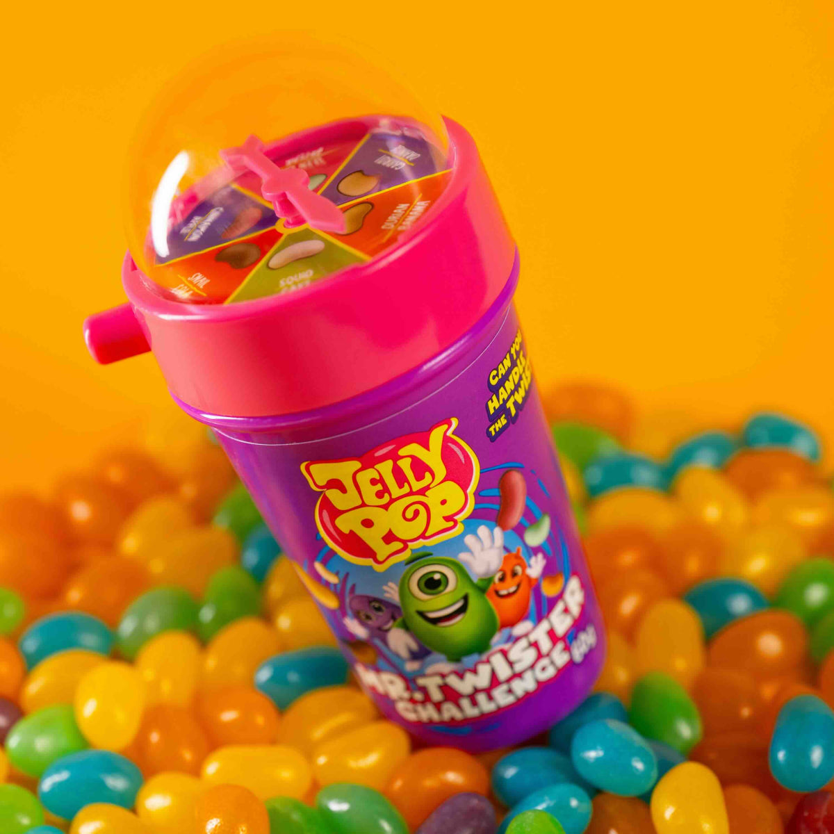 JellyPop Mr.Twister Challenge 60 g čašica ljubičasto-ružičasta s poklopcem