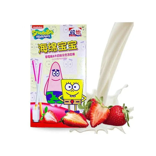 Junyi Aardbei en Melk Spongebob Squarepants 48g OhMyCandyBox