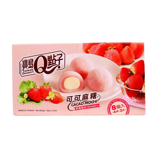 Q Brand Mochi Cacao Aardbei 80g OhMyCandyBox