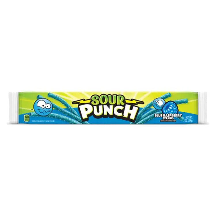 Sour Punch Blauwe Framboos Strohalmen 57g OhMyCandyBox