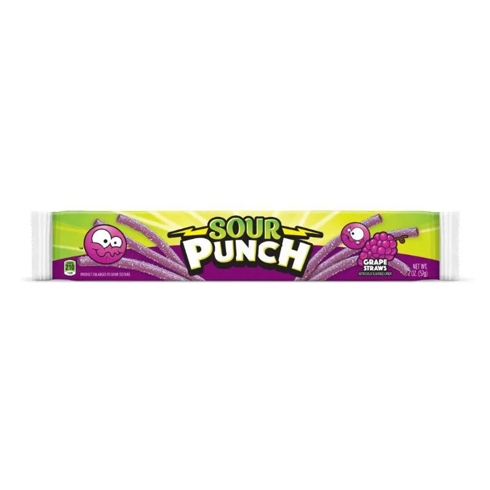 Sour Punch Druif Strohalmen 57g OhMyCandyBox