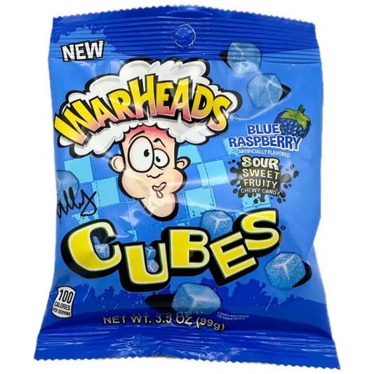 Warheads Blauwe Framboos Cubes 99g OhMyCandyBox